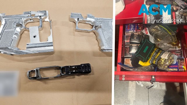 Two men charged after 15 handguns seized