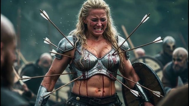 Powerful woman warriors surrounded and hunted by Viking warriors one by one.