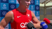 Swans star Isaac Heeney at Newcastle's No.1 Sportsground