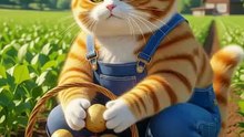 Farmer Cat Harvests Potatoes with His Kittens 👨‍🌾🥔😺