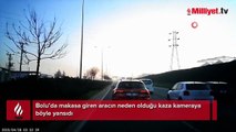 Makasa giren araç kazaya neden oldu! Direksiyon hakimiyetini kaybeden sürücü...