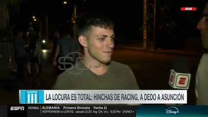 Viajó "a dedo" a Paraguay para acompañar a Racing en la final de la Copa Sudamericana