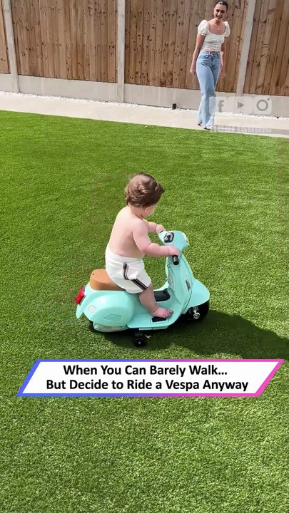 Toddler Tries Riding a Tiny Vespa and the Adorable Struggle Begins|| Heartsome 💖