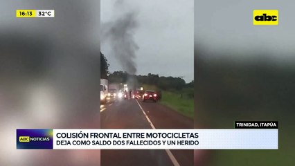 Dos fallecidos en choque frontal entre motocicletas en Trinidad