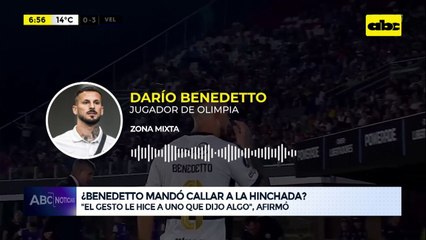Benedetto: gesto a la hinchada y pedido de disculpas