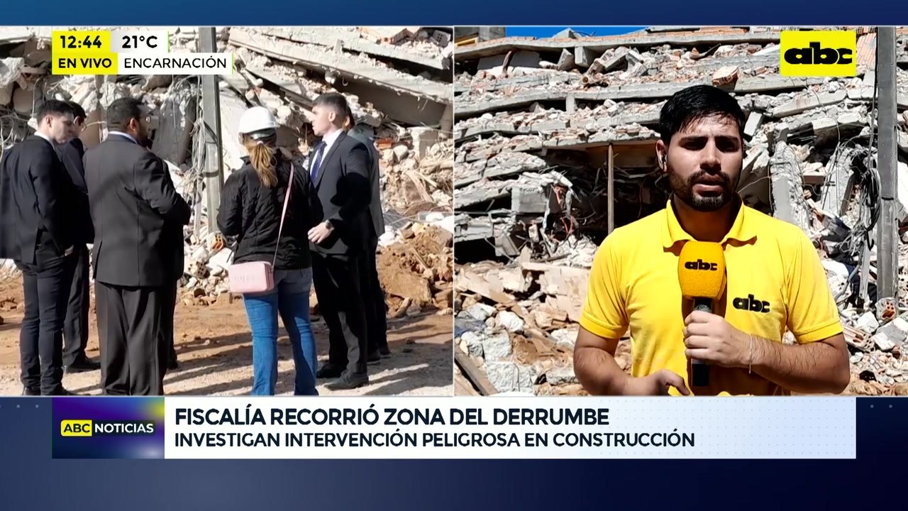 Peritos levantan muestras para determinar causa de derrumbe de un edificio en Encarnación