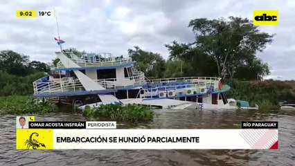 San Pedro: yate turístico se hundió parcialmente en el río Paraguay