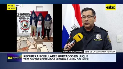 Jóvenes detenidos por robo de celulares en Luque