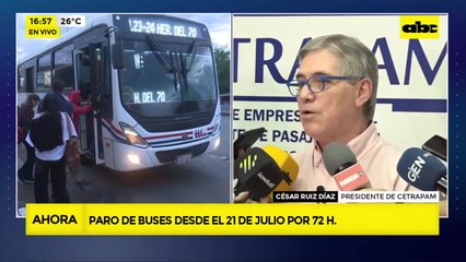 Cetrapam anuncia paro de buses por 72 horas desde el 21 de julio