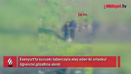 Okulun hemen yanında şok görüntü! Çocuklar tabancayla art arda ateş açtı