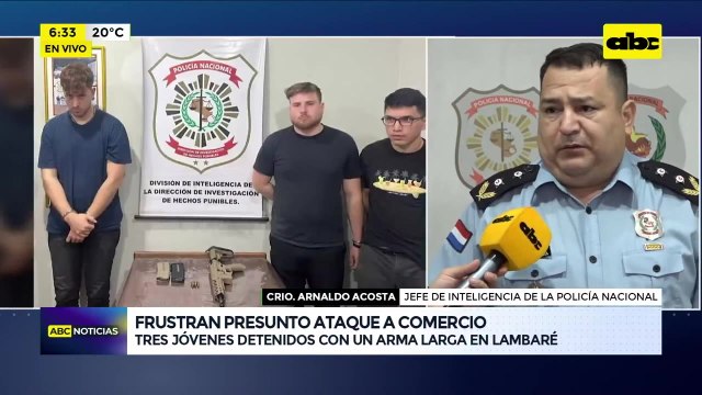 Lambaré: tres jóvenes detenidos y un arma de guerra incautada