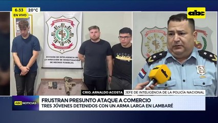 Lambaré: tres jóvenes detenidos y un arma de guerra incautada