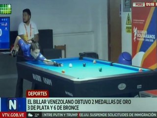 Billar venezolano obtuvo dos medallas de oro, tres de plata y seis de bronce en Juegos Bolivariano