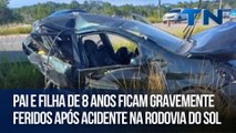 Pai e filha de 8 anos ficam gravemente feridos após acidente na Rodovia do Sol