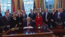 Trump Surrounded by More People Than Ever in bizarre Oval Office Moment