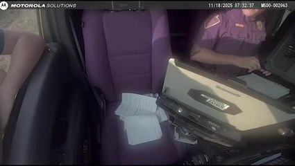 Truck driver faces deportation after unsecured load of tires flies across highway and hits police car