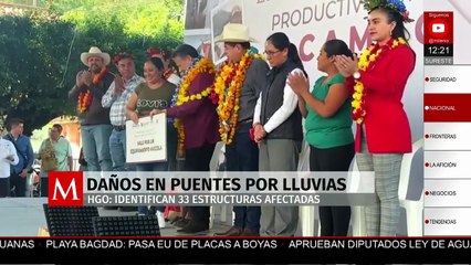 Identifican 33 puentes afectados por lluvias en Hidalgo