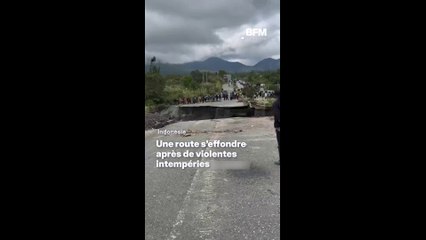 Indonésie: une route s'effondre après de violentes intempéries