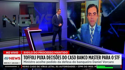 Toffoli puxa decisões sobre o caso Banco Master para o STF; Vilela e Denise comentam