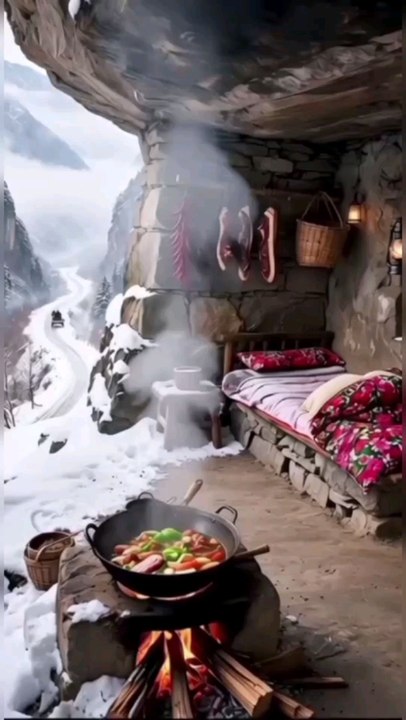 Winter Cave Resort Cooking Scene.