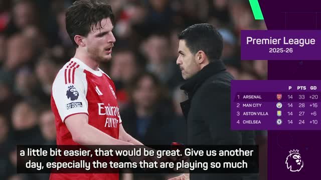Arteta pleads for kinder schedule after Rice injury in Brentford win