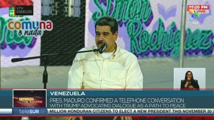 Venezuela: Pres. Maduro confirmed a telephone conversation with Trump advocating dialogue as a path to peace