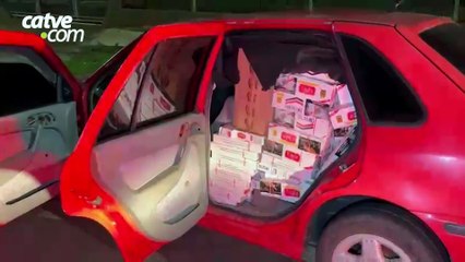PM detém homem com carga de cigarros contrabandeados na BR 277, em Cascavel