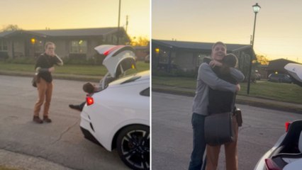 Teen Finds Marine Brother Hiding In Trunk While Helping Mom Get Something From Car