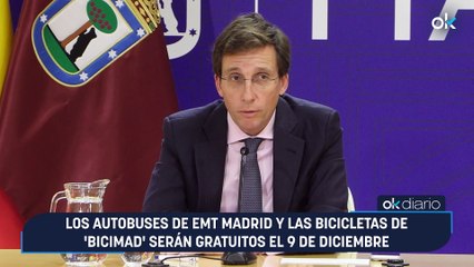 Los autobuses de EMT Madrid y las bicicletas de 'bicimad' serán gratuitos el 9 de diciembre