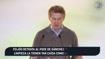 Feijóo retrata al PSOE de Sánchez: "La bandera de la limpieza la tienen tan caída como la del feminismo"