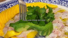 Carpaccio de loup mangue et avocat