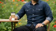 Denim shirt, shades, and coffee break among the flowers. 🌸 Enjoying a peaceful moment outdoors.Garden coffee aesthetic. 🕶️ Casual style in a colorful setting. 🌼#Gardenvibe #coffee aesthetic. 🕶️ #casualstyle #music