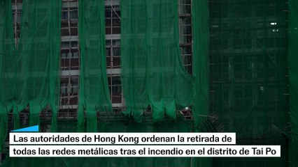 Las autoridades de Hong Kong retiran las redes de los edificios