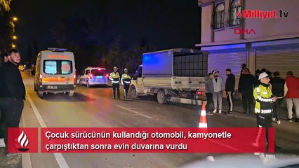 Adana'da korkunç kaza! Çocuk sürücünün kullandığı otomobil, kamyonetle çarpıştı