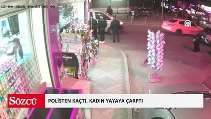 Küçükçekmece'de polisten kaçan şüphelinin aracıyla çarptığı kadın yaralandı