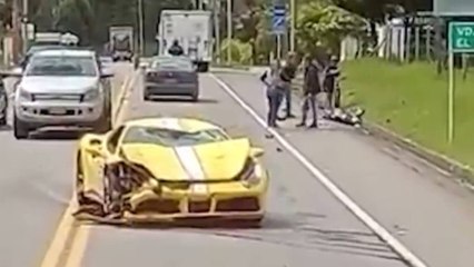Revelan nuevos detalles del brutal choque entre un Ferrari y un motociclista en la vía Sopó–La Calera
