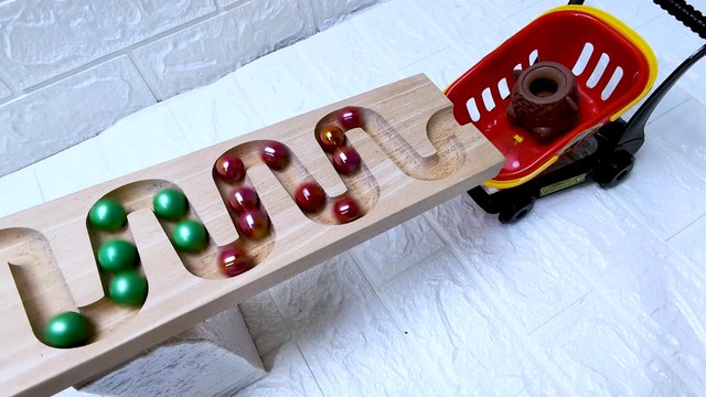 Marble Run ASMR Race HABA Slope Dump Truck Excavator Ambulance Forklift Garbage Truck Tractors