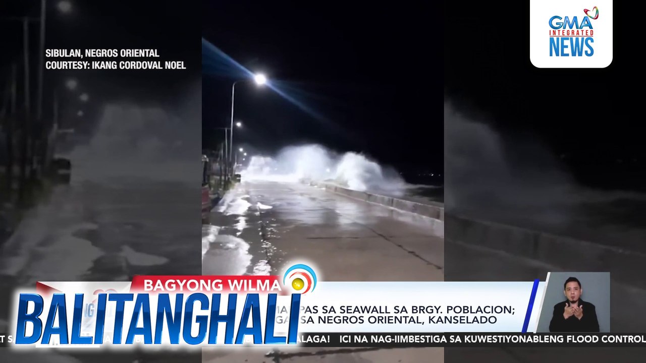 Malaking alon, humampas sa seawall sa Brgy. Poblacion; ilang biyaheng pandagat sa Negros Oriental, kanselado | Balitanghali