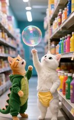 Cute Cat buying bubbles for his friend