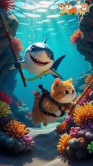 Shark vs Angry Cat: The Funniest Underwater Chase!
