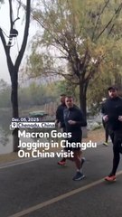 Macron Goes Jogging in Chengdu On China visit