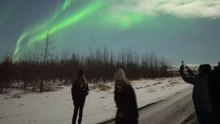 Timelapse captures northern lights dancing over Krísuvík Church