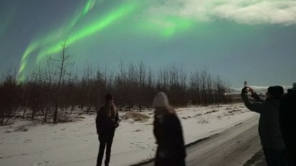 Timelapse captures northern lights dancing over Krísuvík Church