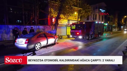 Beykoz'da otomobil kaldırımdaki ağaca çarptı: 2 yaralı