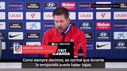 Simeone, sobre las bajas: "Es una linda oportunidad para los chicos de mostrarse"