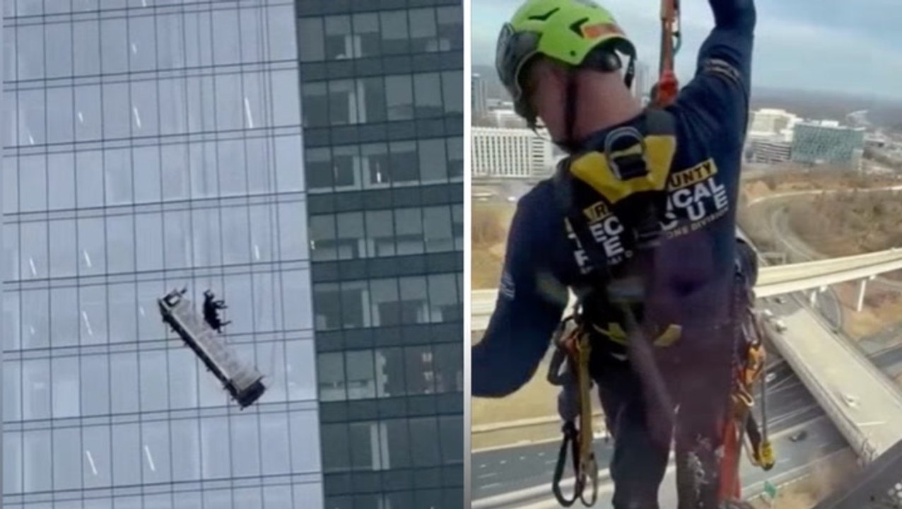 High-rise window cleaners dangle from 22-story building after basket collapses