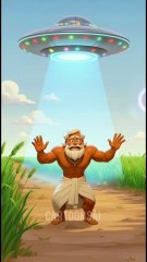 A Farmer Stand with the UFO and Aliaans check Wheet #ai #save #water #farmer #UFO