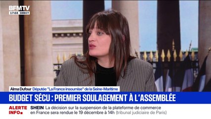 Budget: "On ne pouvait voter pour une partie "recettes" qui ne met pas suffisamment d'argent dans l'hôpital public", dit Alma Dufour, députée LFI