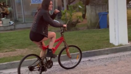 Girl takes a shortcut on bicycle and ends up falling in the epic way