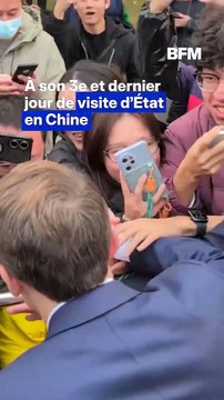 Emmanuel Macron moqué sur les réseaux sociaux après la diffusion d'une vidéo dans laquelle il court pour prendre un bain de foule... en Chine : C'est pas en France que ça lui arriverait !